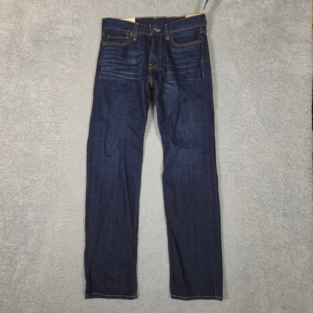 Hollister Classic Straight Jeans Mens 28x30 Indigo Blue NWT 100% Cotton 331-380